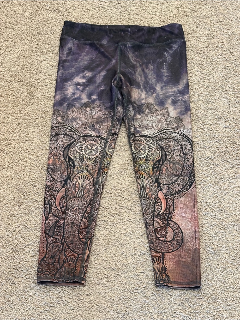 Evolution & Creation Elephant Mandala Yoga Leggings M